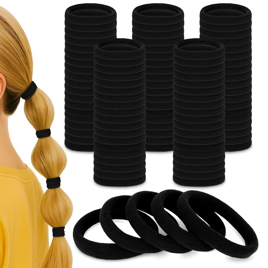 Black Elastic Hair Ties - 100Pcs Hair Ties for Thick Hair Pony Tails Hair Ties Black Hair Ties No Damage Hair Ties for Thin Hair - Hair Ties Small Ponytail Holders for Thick Hair Ties for Women