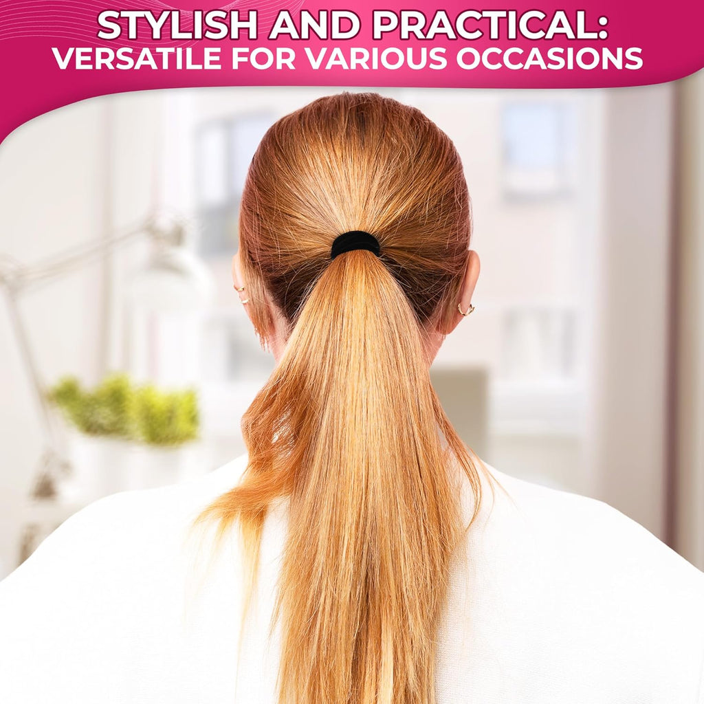 Black Elastic Hair Ties - 100Pcs Hair Ties for Thick Hair Pony Tails Hair Ties Black Hair Ties No Damage Hair Ties for Thin Hair - Hair Ties Small Ponytail Holders for Thick Hair Ties for Women